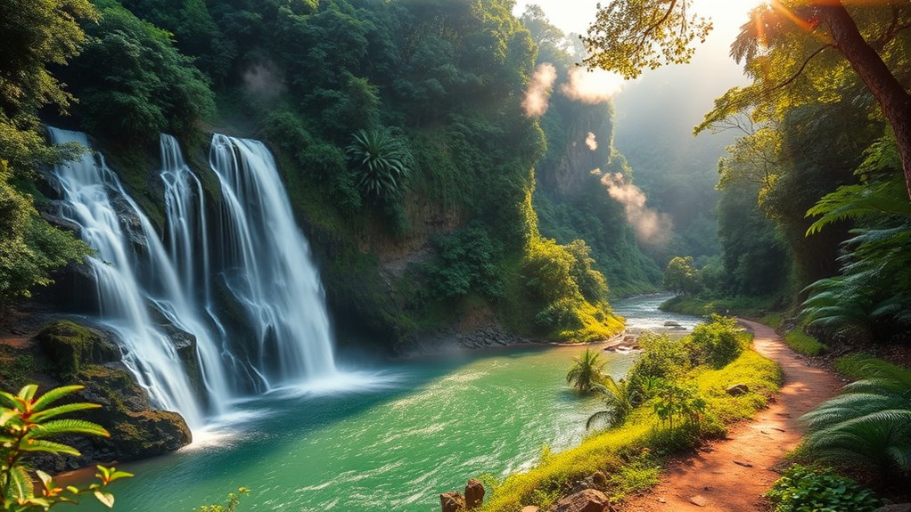 spectacular waterfalls amidst lush forests
