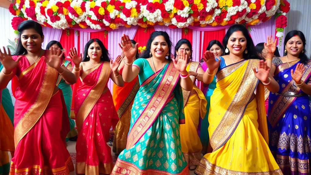 vibrant coordinated bollywood dance