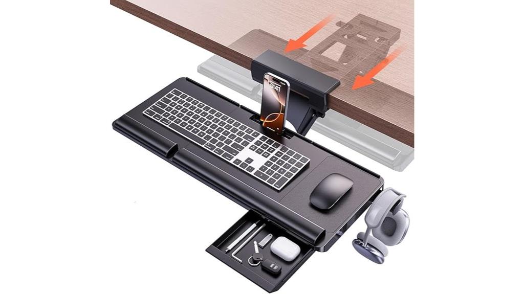 adjustable keyboard tray with storage
