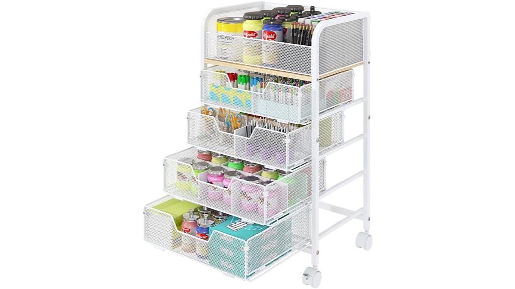 five tier rolling craft cart