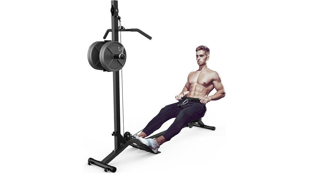 foldable rowing machine with attachments