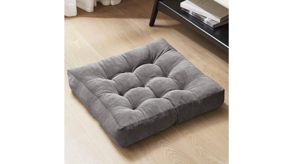 grey tufted meditation pillow