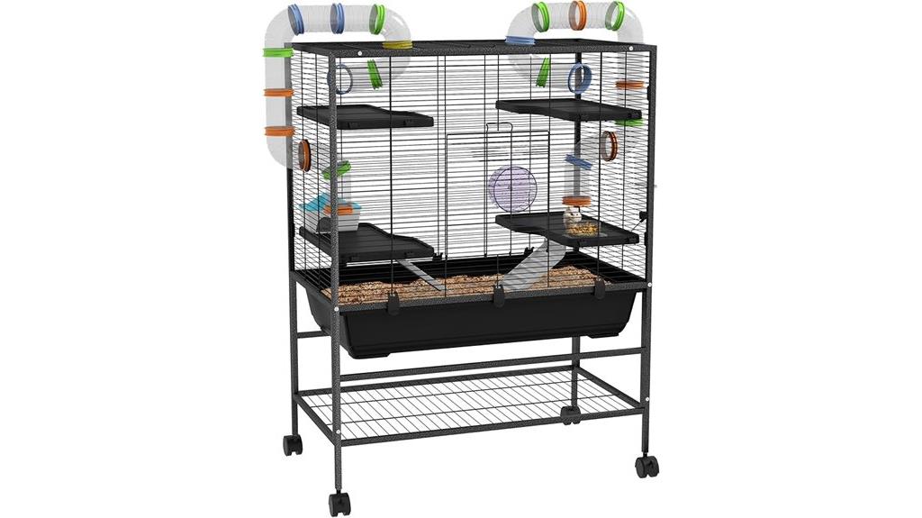 large hamster cage with shelf