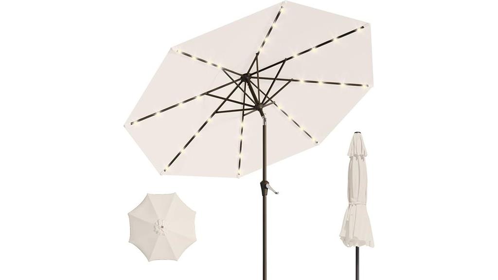 large solar umbrella with lights