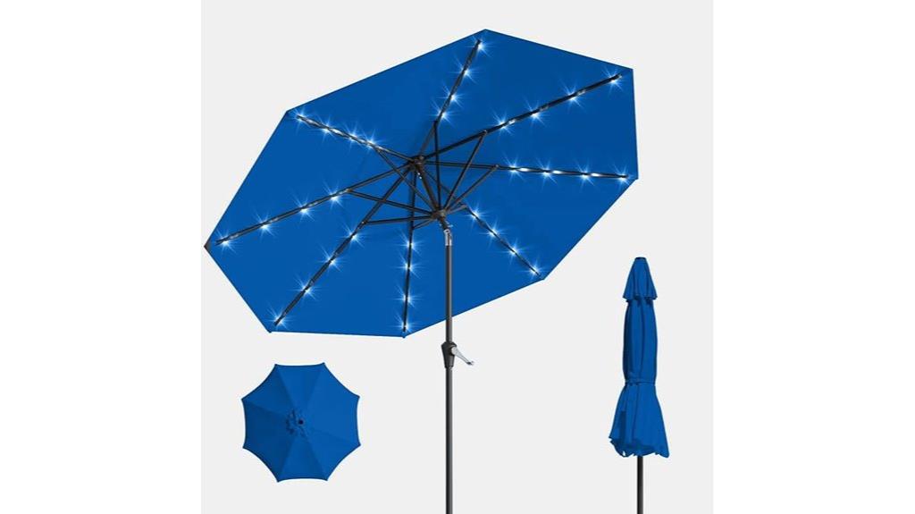 large solar umbrella with lights