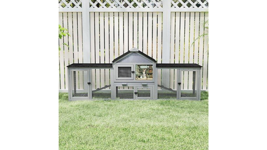 large wooden rabbit hutch