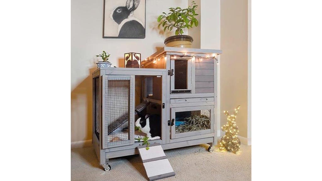 large wooden rabbit hutch