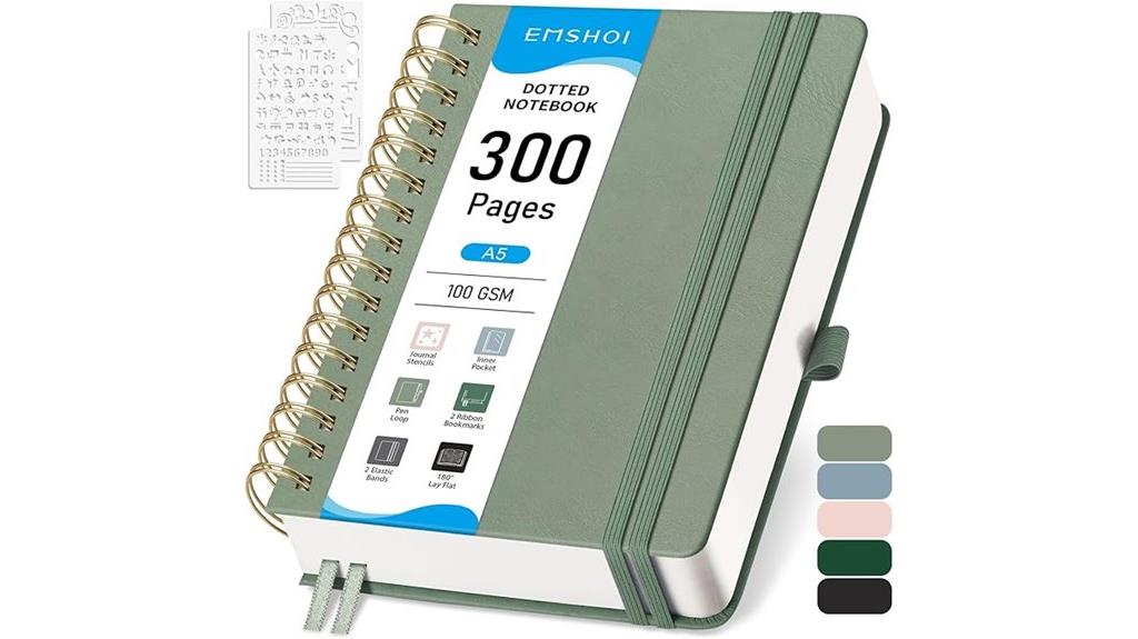 light green dotted notebook