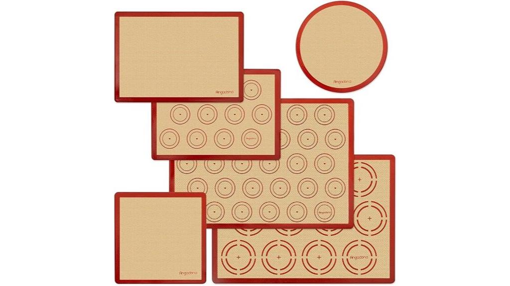 six piece silicone baking mats