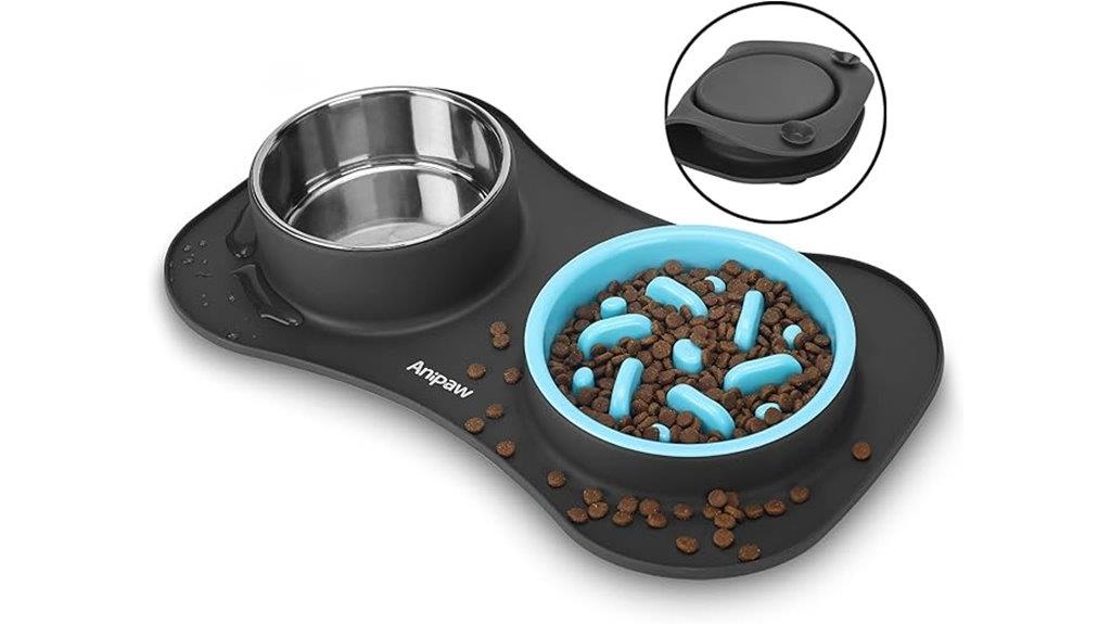 slow feeder bowls with spill resistant mat