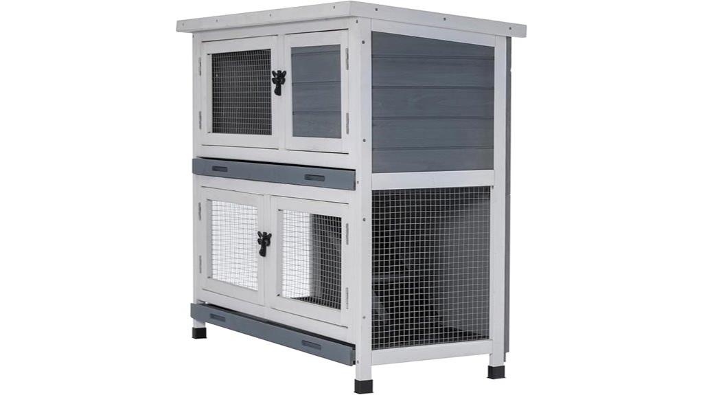 two story wooden rabbit hutch