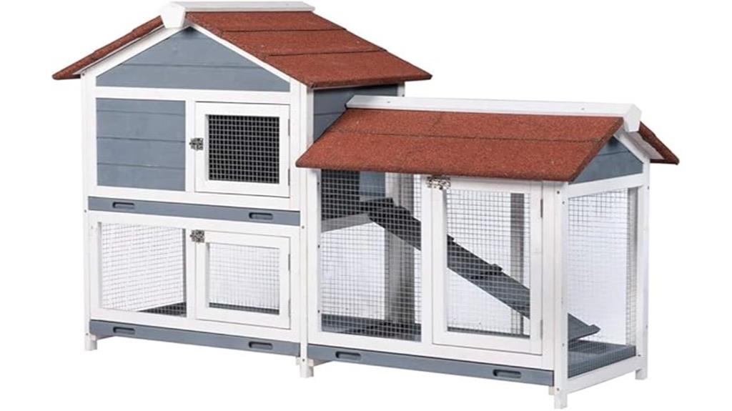 wooden bunny hutch with stairs