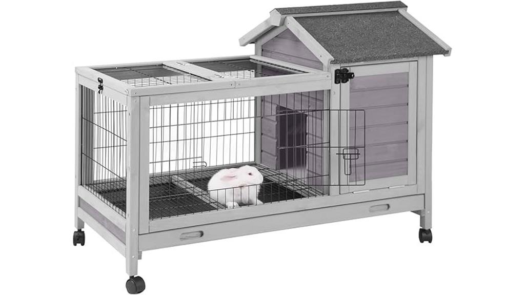 wooden indoor outdoor rabbit hutch
