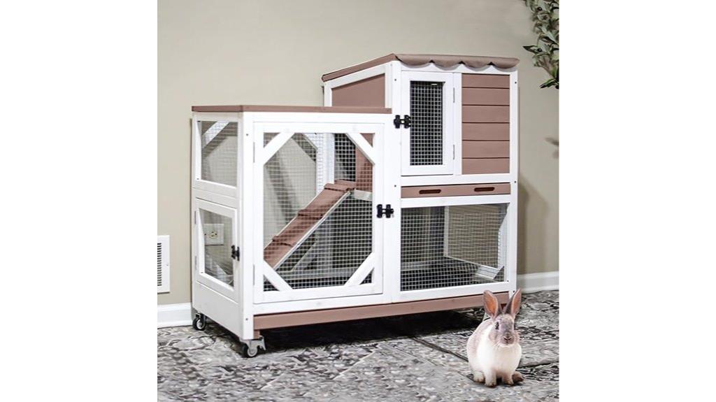 wooden rabbit hutch features