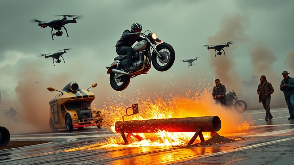 practical and digital stunt integration