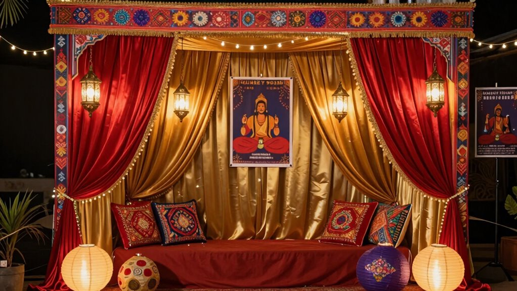 bollywood decor with vibrant fabrics