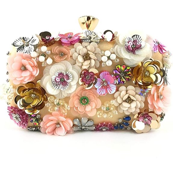 flower embellished clutch handbag