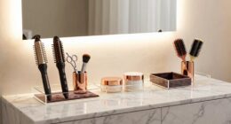 organized hair tool storage