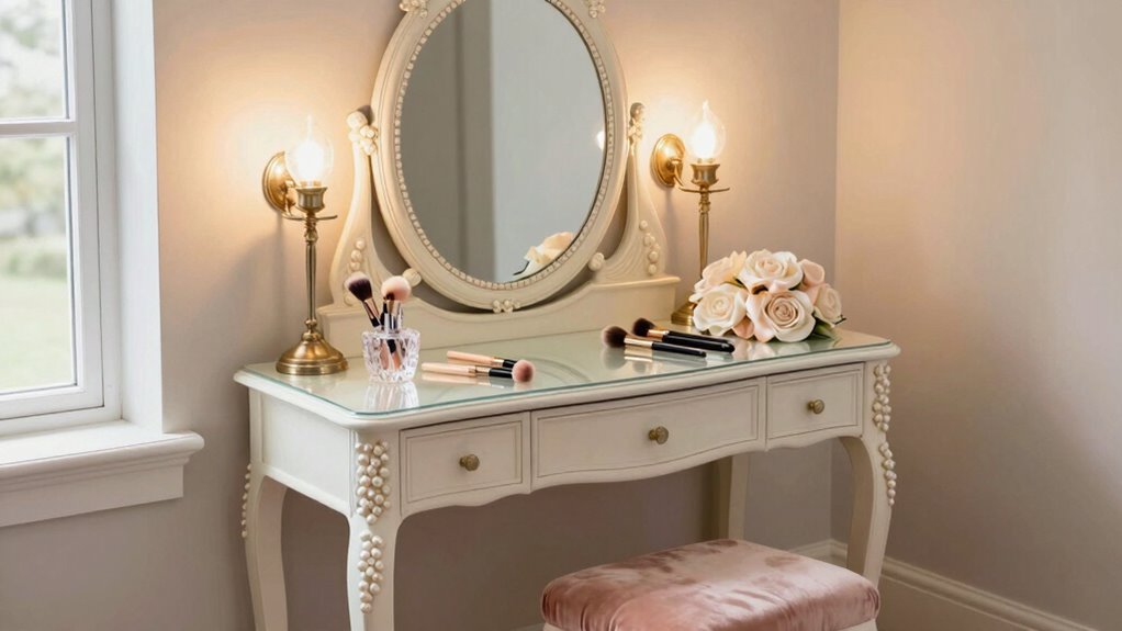 organized well lit vanity setup