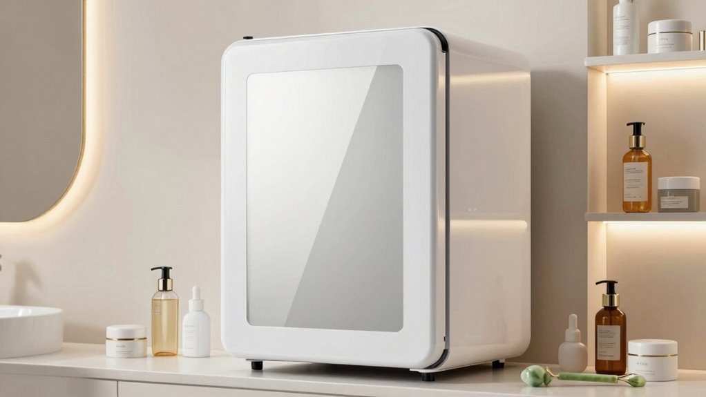skincare fridge with mirror