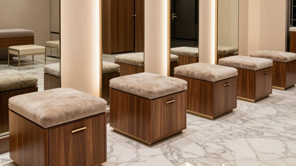 top dressing room storage benches