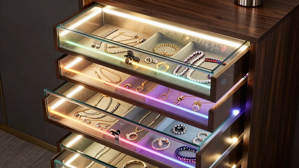 top led jewelry cabinets