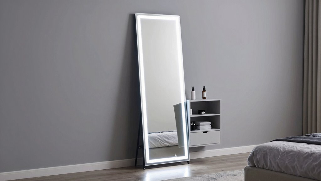 top led mirror storage